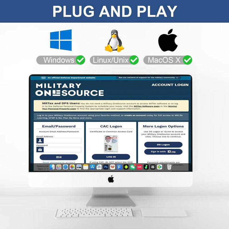 SZLEJUN قارئ CAC USB A/USB Type-C - قارئ بطاقة CAC الذكي العسكري من DOD لنظام Win/Mac/Linux/Android - متوافق مع PIV و PKI و EMV و eSIM و eID و Java Card مع أدوات الاختبار و SDK - Image 4